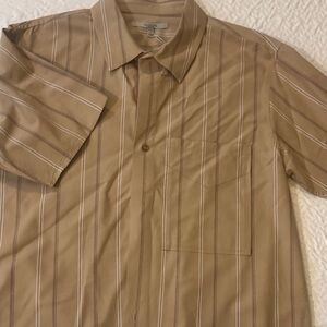 Hudson Jeans Men's Beige Striped Button Down Shirt
